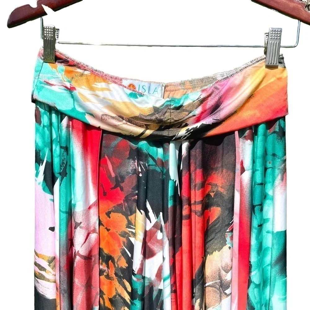 ISLA Resort Wear maxi skirt bikini coverup flowy layers colorful elegant small